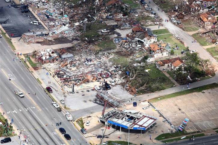 An aerial view shows extensive damage to homes and businesses in the path of tornadoes in Tuscaloosa, Alabama, April 28, 2011. Tornadoes and violent storms ripped through seven southern U.S. states, killing at least 259 people in the country's deadliest series of twisters in nearly four decades.  REUTERS/Marvin Gentry 